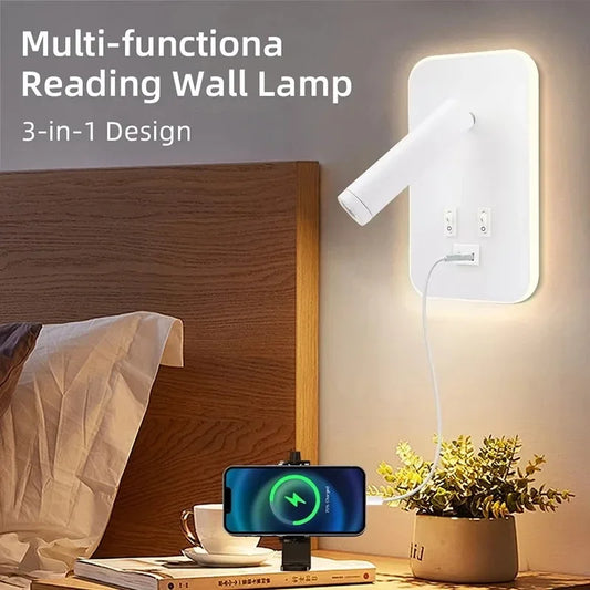 Dimmable Wall Mount Reading Light,Adjustable,LED Wall Mounted Reading Lamp,Wall Sconces with USB Port,Wall Lamps for Bedroom