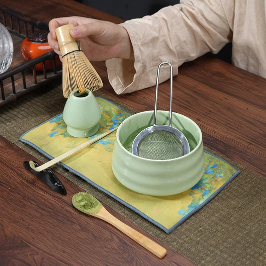 1/4/5/6pcs Japanese Matcha Blender Set with Bamboo Whisk Matcha Brush Teaspoon Kiln for Beverage Shop DIY Tea-Making Tools
