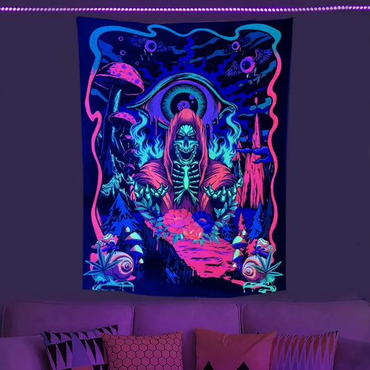 VIKAMA Outdoor Dark Halloween Party Decoration Skulls Roses Room Living Room Bohemian Decoration