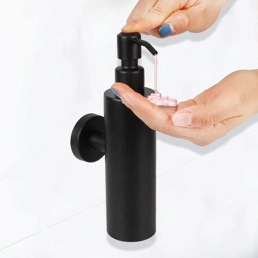 Wall Mounted Soap and Lotion Dispenser Stainless Steel Black Tower Shampoo Dispensers Pump Bottle Bathroom Accessories