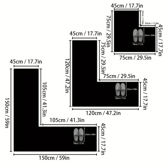Striped flannel bathroom foot mat right angle shower room absorbent floor mat toilet L-shaped non-slip mat