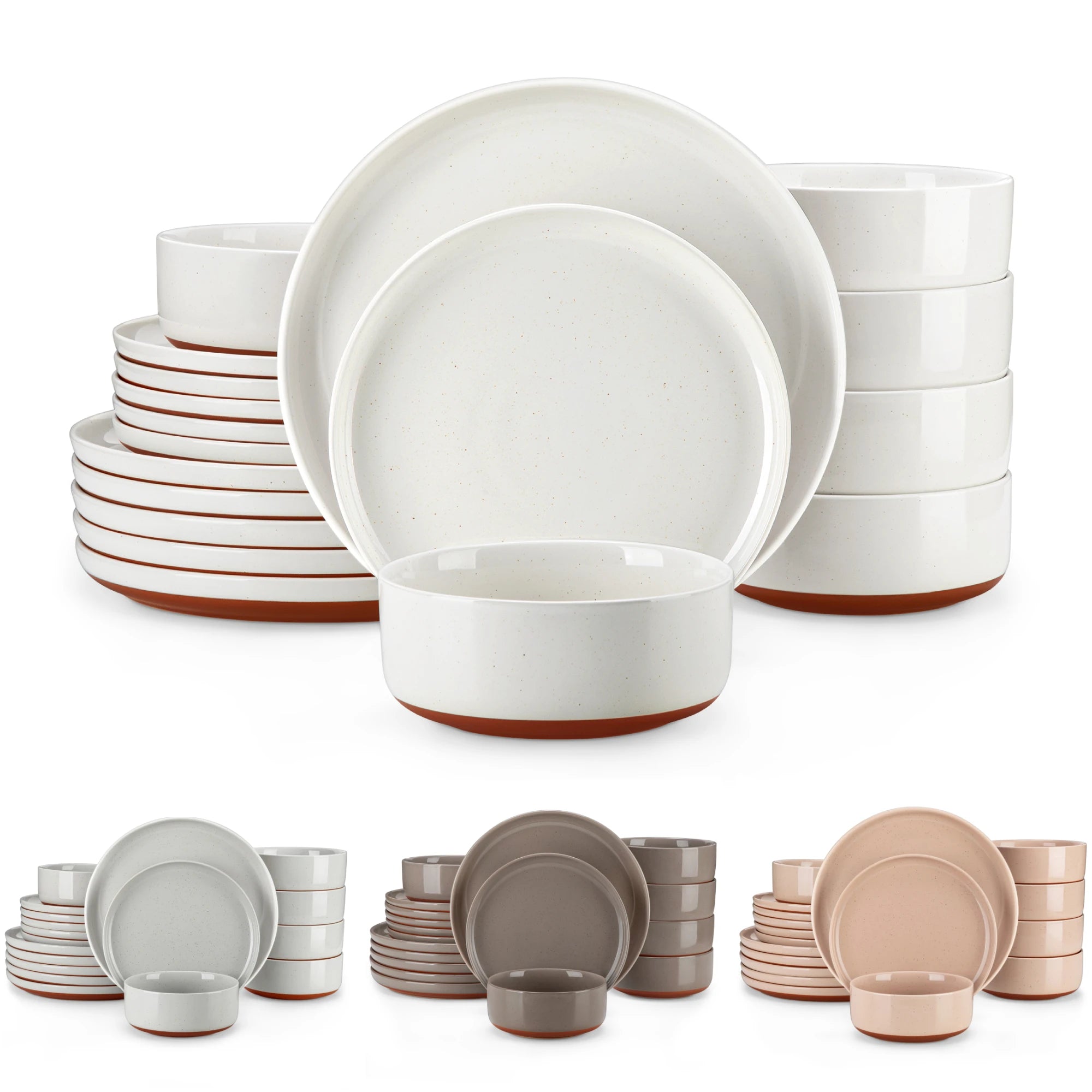 MALACASA TARA 18/36 Piece Stoneware Dinner Set Layered Glaze Dinnerware Set with 6PCS Dinner plate/Dessert/Bowl 4 color option