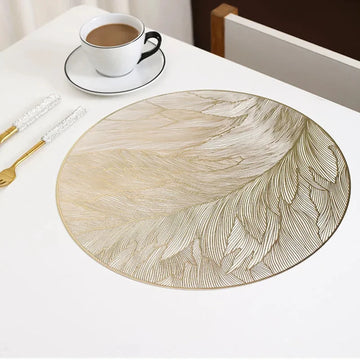 Round Vinyl Placemats Pressed Heat Resistant Non-Slip Table Mats for Dinner Wedding Party Holiday Table Decoration