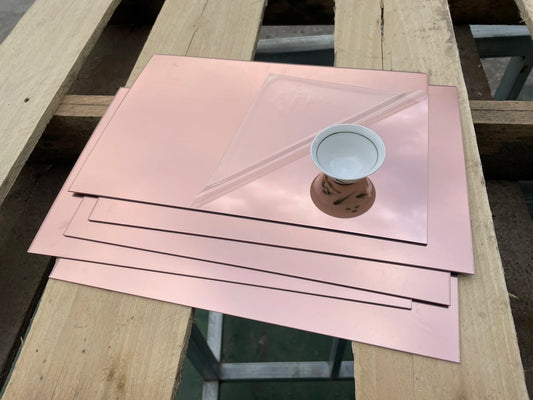 300x400x1.6MM Rose Gold Rectangle Sheet Plastic Pier Glass Hotel Decorative Lens Safe Using Acylic Plexiglass Mirror