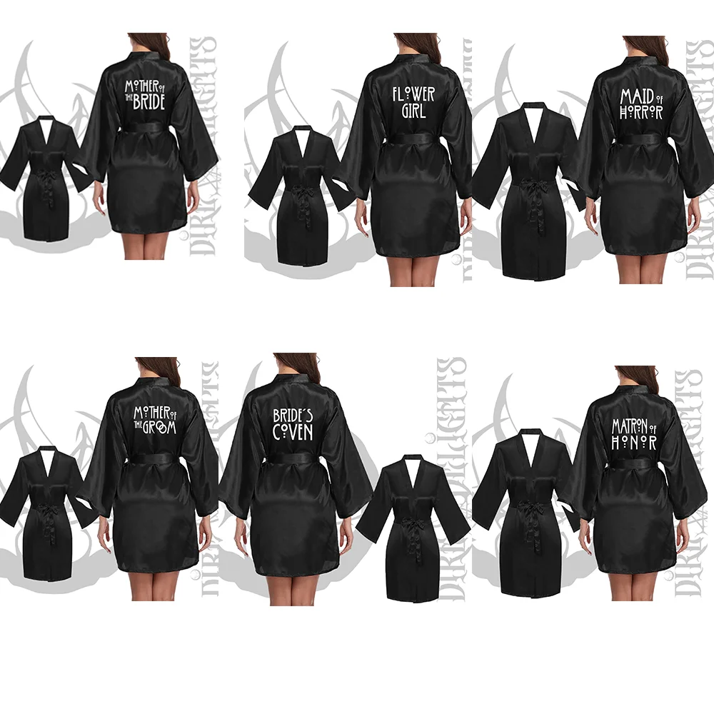 Gothic Bachelorette Robes Badass Maid of Bridal Shower Coven Horror Bride To Be Halloween Kimono Goth Wedding Accessories gifts
