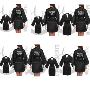 Gothic Bachelorette Robes Badass Maid of Bridal Shower Coven Horror Bride To Be Halloween Kimono Goth Wedding Accessories gifts
