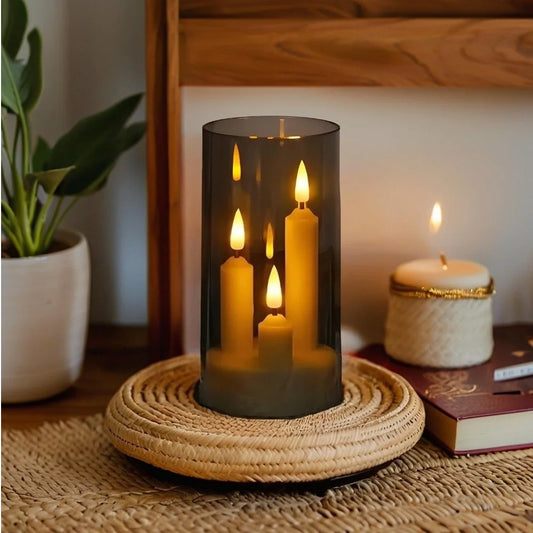 Clear Acrylic 3 Wick Flickering Flameless LED Candles Battery Operated Realistic Pillar Candles for Home Weddings Parties Decor