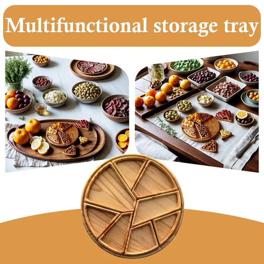 Japanese Solid Wood Fruit Plate Divided Serving Tray Snack Dessert Platter Fruit Appetizer Serving Plate Serving Platter