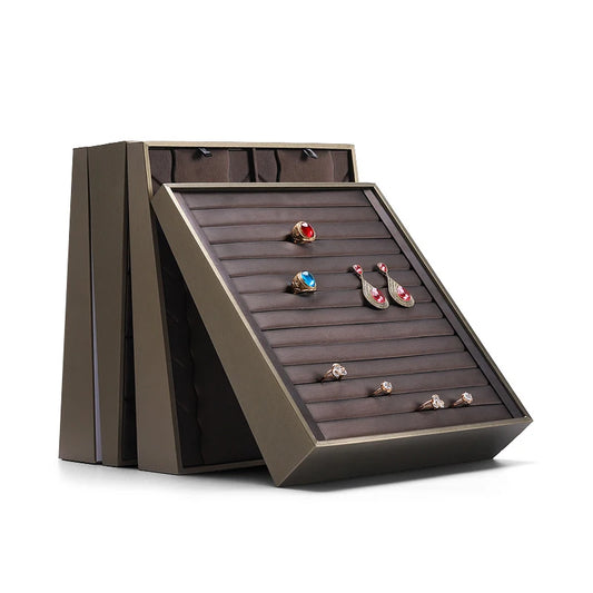 Vertical Leather & Velvet Jewelry Display Stand – Elegant Holder for Necklaces, Rings & Earrings | Naturalbuilthome