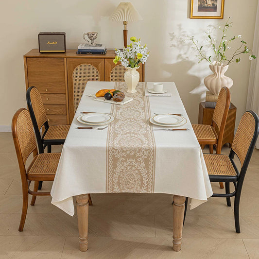 Vintage Rectangle Tablecloth Linen Table Cover Waterproof Stain Resistant Table Cloths for Dining Table Kitchen Decor