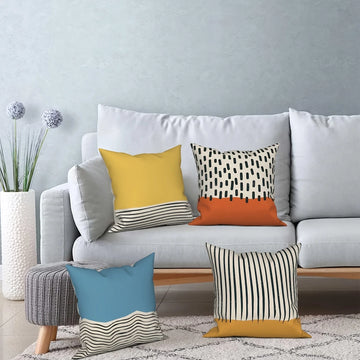Modern Abstract Throw Pillow Set of 4 18x18 Inch, Polyester Cushion Cover with Zipper Closure, Sofa Home Decor Pillows