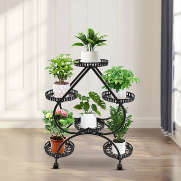 Heart Shape Flower Pot Stand Metal Plant Rack Floor Garden Flower Stand With Wheels 4 Tier Flower Pot Stand Display Rack