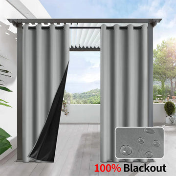 1pc Modern 100% Blackout Curtains, Waterproof Outdoor Curtains for Garden, Patio, Porch, Bedroom, Living Room, Pergola, Cabana