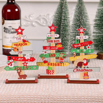 Christmas Tree Table Decoration Sign Board Santa Claus Direction Wooden Sign Board Christmas Table Decoration Tree Ornament