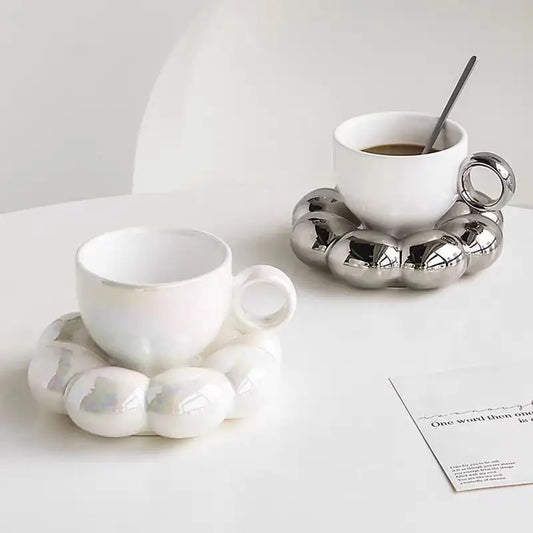Ceramic Cloud Coffee Mug Sets Creative Makron Flowers Coffee Mug Office Afternoon Tea Cups Kitchen Drinkware Home Accessories