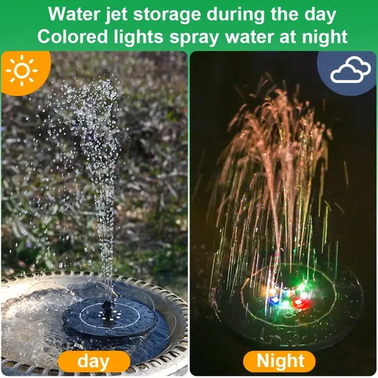 Solar Fountain for Bird Bath Water Pump with Colorful Lights Independent Portable For Garden Pond Swimming Pool  Aquarium