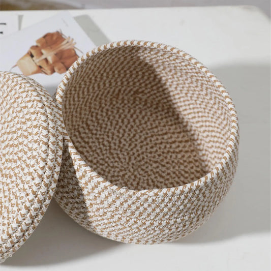 Cotton Rope Storage Baskets  With Lid Small Decorative Boxes For ganization Baskets With Lids Woven Basket Desktop Organize