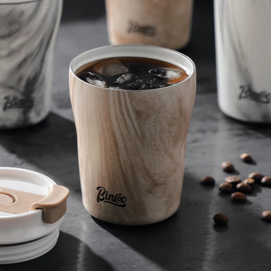 Wood Grain Stainless Steel Insulated Coffee Cup – 280ml/500ml Portable Travel Mug | NaturalBuiltHome