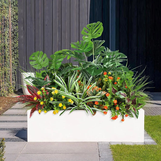 18 Bundles Outdoor Artificial Plants UV Resistant Fake Greenery Stems Faux Shrubs for Outside Porch Patio Garden Window Decor