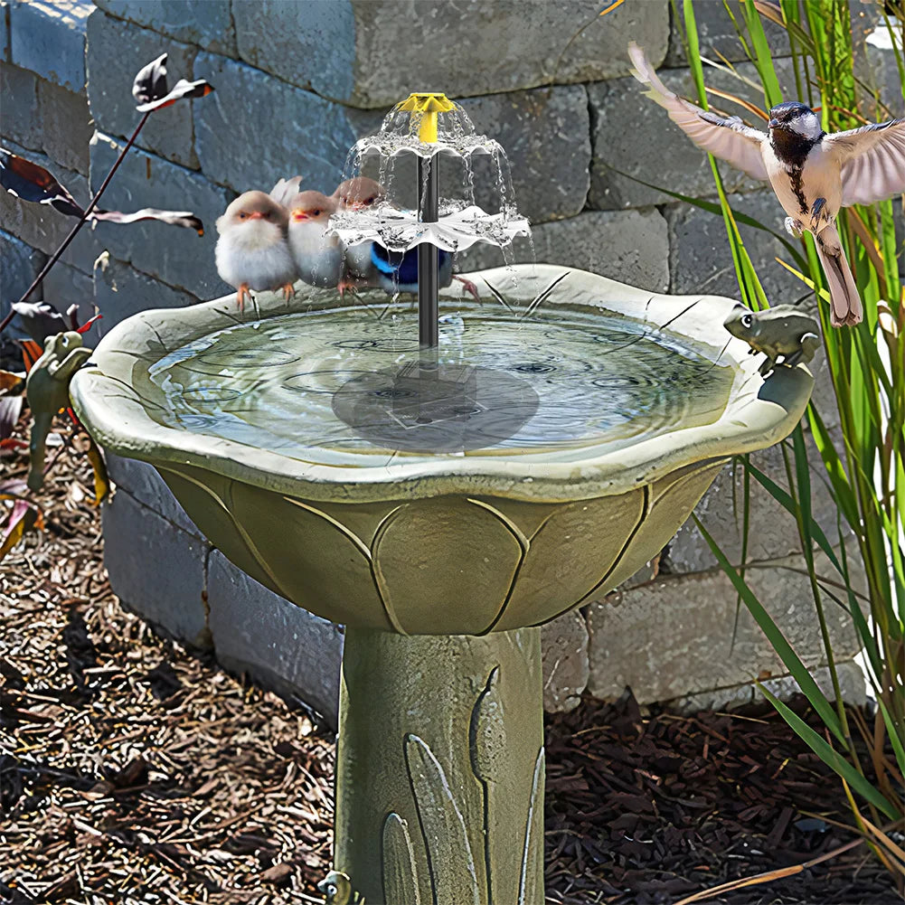 3 Tiered Decorative Fountain with Solar Panel Solar Bird Bath Fountain Outdoor Bird Feeder Multifunction for Garden Decoration