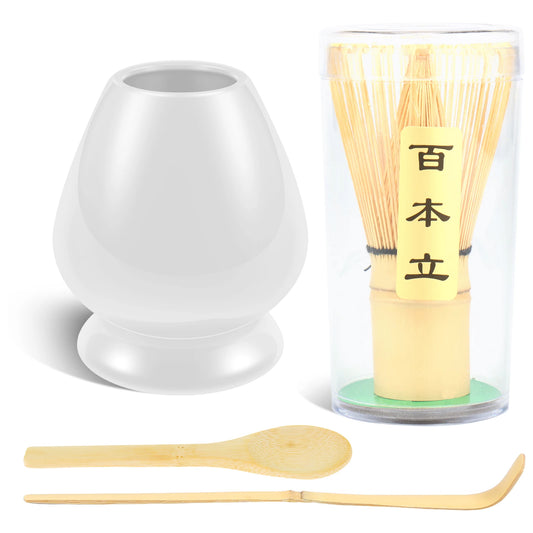 Matcha Tea Set – Complete Japanese Bamboo Whisk, Scoop, Sifter & Ceramic Holder Kit | NaturalBuiltHome