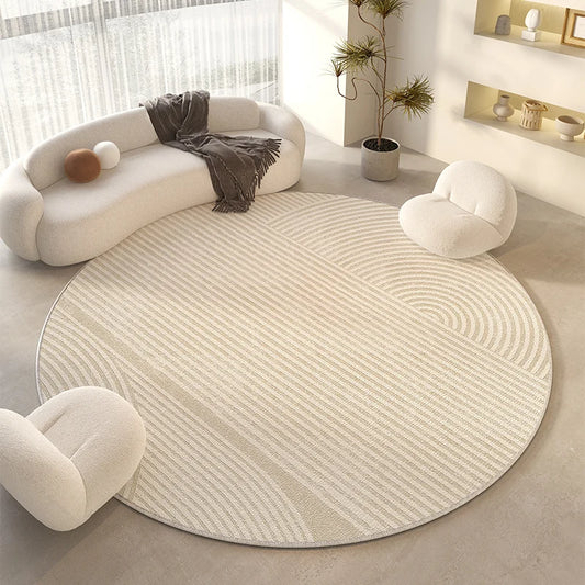 Round Cream Rug – Minimalist Modern Style – Soft & Durable Polyester