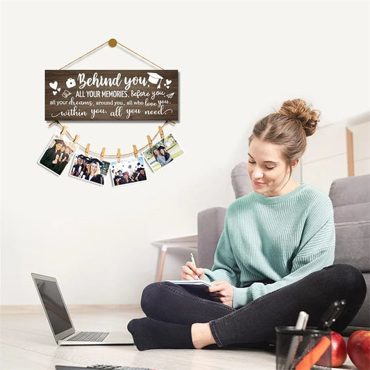 Wood Hanging Photo Holder All Your Memories-Congratulations Inspirational Graduation Picture Frame for Her Best Friend Gifts