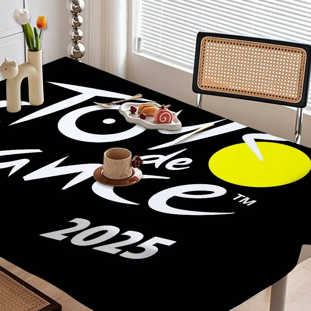 Tour De France Table Stain Resistant Decorative Washable Polyester Tablecloths For Dining Table Parties And Wedding