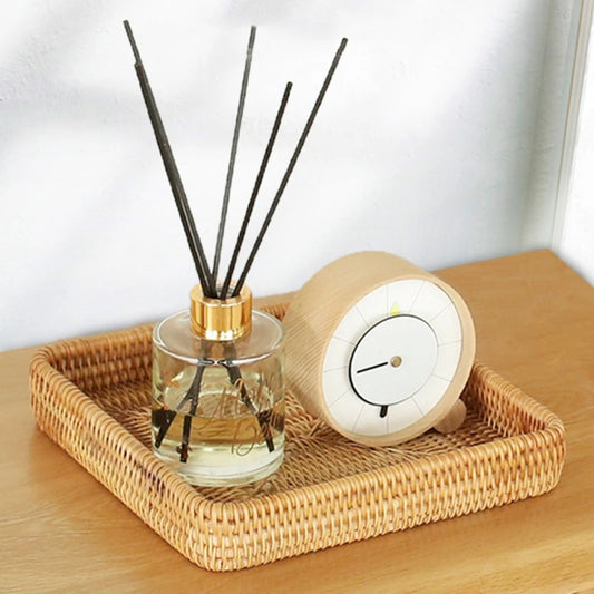 Handwoven Rattan Storage Basket Square Wicker Tray Containers Bread Picnic Food Plate Fruit Cake Sundries Box