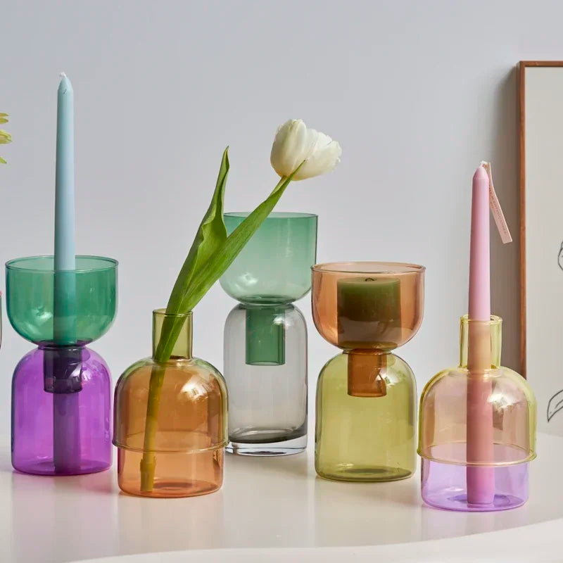 Floriddle Glass Candle Holder Candles Stand Home Decor Terrarium Hydroponic Plant Flower Vase Decorative Bottle Bowl Container