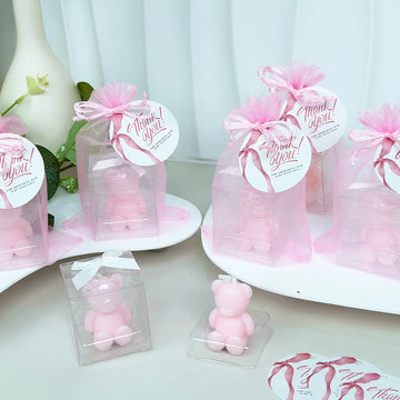 10Sets Candles Includes 10 Mini Bear Candle 10 Cards &10 Bags with, for Baby Shower Wedding Gender Reveal Birthday Party Gift