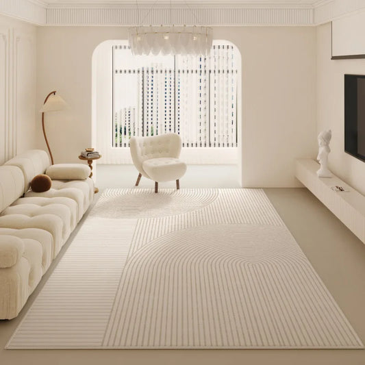 Luxury Minimalist Living Room Carpet Cream Color Large Area Rug for Sofa Bedroom Home Decor