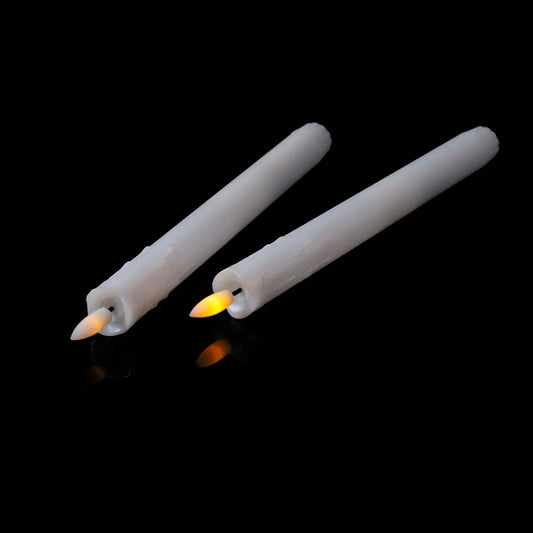 Pack of 2 USB Rechargeable Christmas LED Taper Candles Remote,10 inch Wedding Christmas Birthday Flameless Decorative  Candle