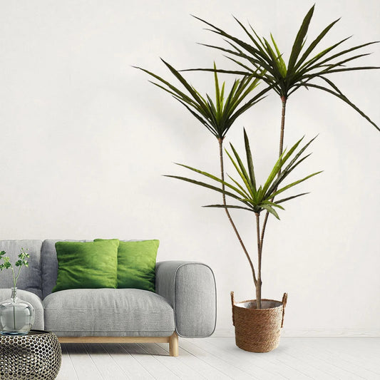 New 90-120cm Artificial Dracaena Plants Fake Plastic Palm Leaves Cycas Plant For Home Indoor Garden Decor Fake Tropical Potted
