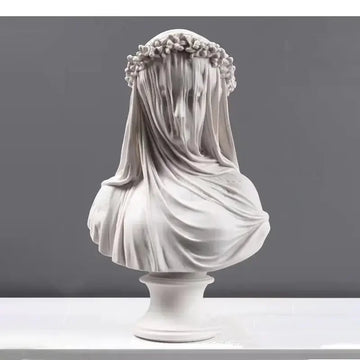 Artwork Veiled Lady Character Resin Sculpture Cape Woman Figures Portrait Statue Ornaments Living Room Decoration Furnishings