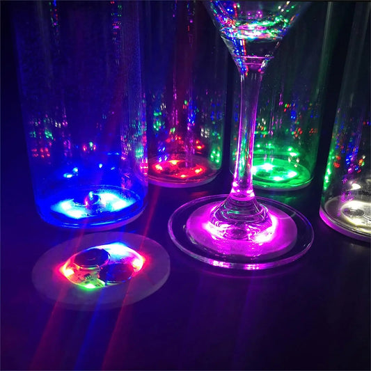 100Pcs LED Tableware Mat Cup  Luminous Sticker Colorful Flashing Bottle Sticker Light-emitting Coaster Stall Bar Light
