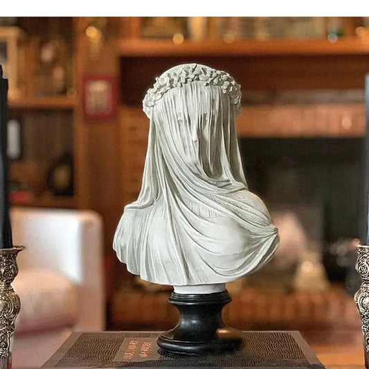 Artwork Veiled Lady Character Resin Sculpture Cape Woman Figures Portrait Statue Ornaments Living Room Decoration Furnishings