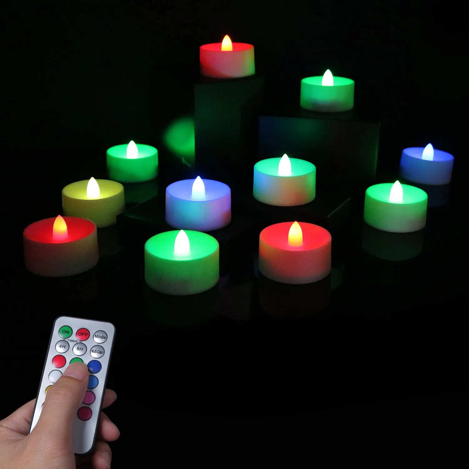Flameless LED Candles Color Changing LED Tea Lights Remote Control & Timer Atmosphere Lamp For Outdoor Camping Party Event 200H+