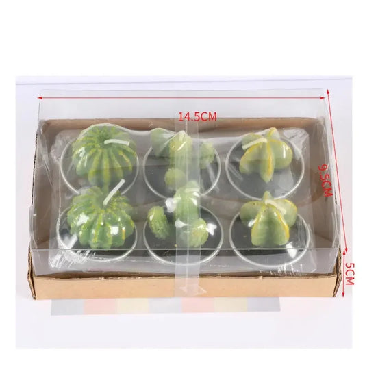 12pcs Mini Cactus Candles Succulent Greenery Candles Flameless Tea Light Candles Suitable for Party Wedding Home Decoration