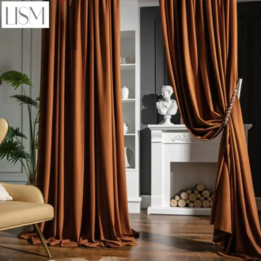 Blackout Solid Color Modern Curtains for Living Dining Room Bedroom High-end Nordic Luxury Texture Velvet  Window Custom Size