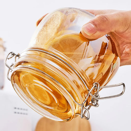 Amber Glass Airtight Jar Moisture Proof Coffee Tea Candy Jar Kitchen Spice Tank Honey Jam Tank Glass Containers Pot Home Decor