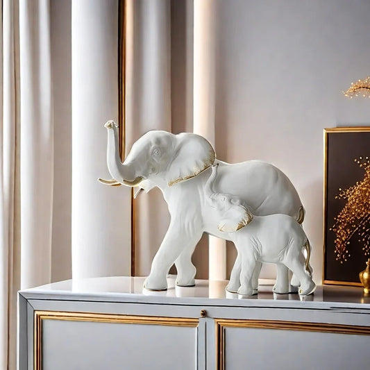 1pairs Creative Modern Decor Animal Resin Elephant Statues & Figurines Sculpture Living Room Table Ornaments Crafts