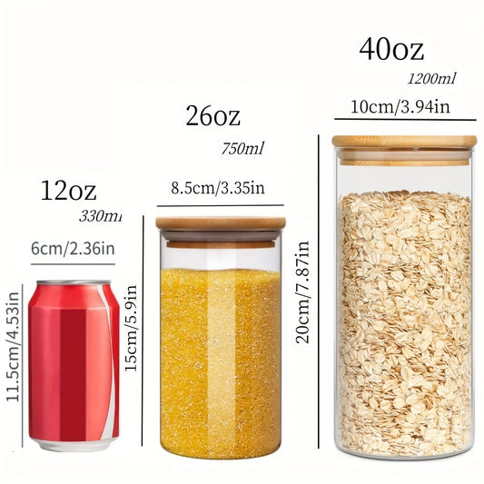 Glass Jars With Airtight Lids, Candy Jars, Food Storage Containers, For Tea, Coffee, Spices, Sweets, Cookies, Kitchen Gadgets