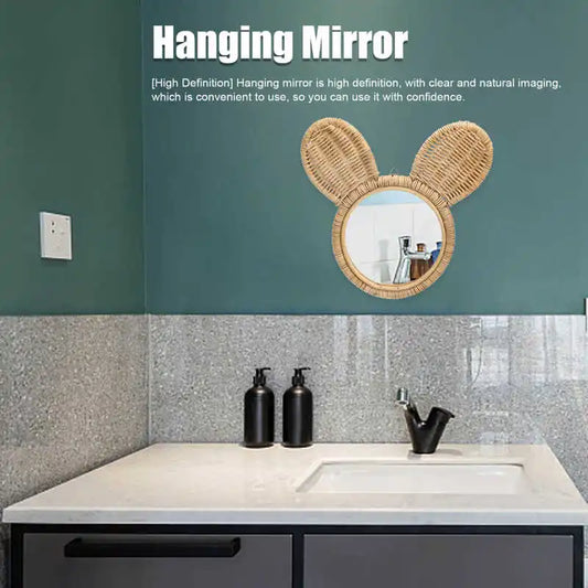 Hanging Mirror High Definition Rattan Mirror Wall Decorative Makeup Mirror for Bathroom Hotel Hotel Hanging Mirror Rattan mirror