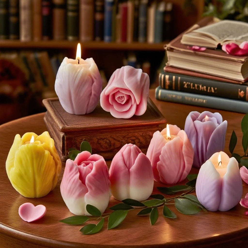 Tulip Flower Silicone Mold DIY Scented Candle Wax Mold Plaster Resin Craft Homemade Cookie Chocolate Baking Decor