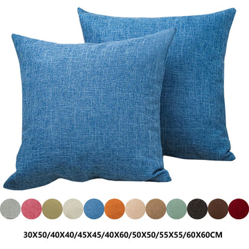 Solid Color Throw Pillow Cover 40X40/45X45 Cozy Linen Home Bedroom House Office Square Pillowcase 1pcs