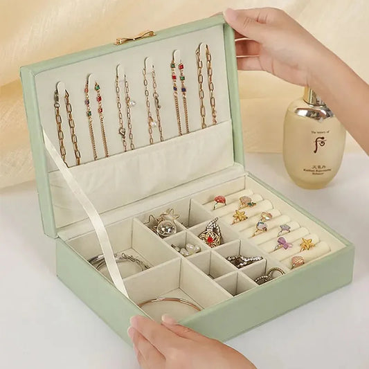 PU Leather Jewelry Storage Box – Elegant Double Layer Organizer with Magnetic Lock | NaturalBuiltHome