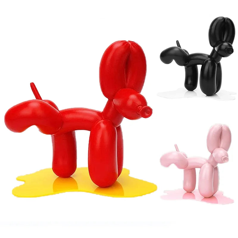 Nordic New Peeing Balloon Dog Sculpture Resin Crafts Animal Statue Home Room Decor Sculptures and Figurines Dog Decoration