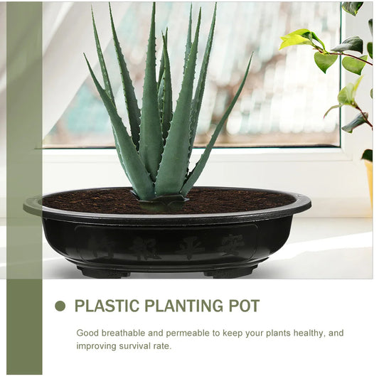 4pcs Large Oval Flowerpot Plastic Planting Pot Bonsai Container Garden Supplies Flower Pots Planters Household Decor Indoor
