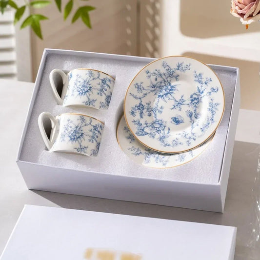 New European Bone China Coffee Cup and Plate Set Combination, Home Water Cup, Office Tea Cup, Best Friend Gift